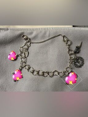 James Avery Silver Heart Link Charm Bracelet with 2 charms